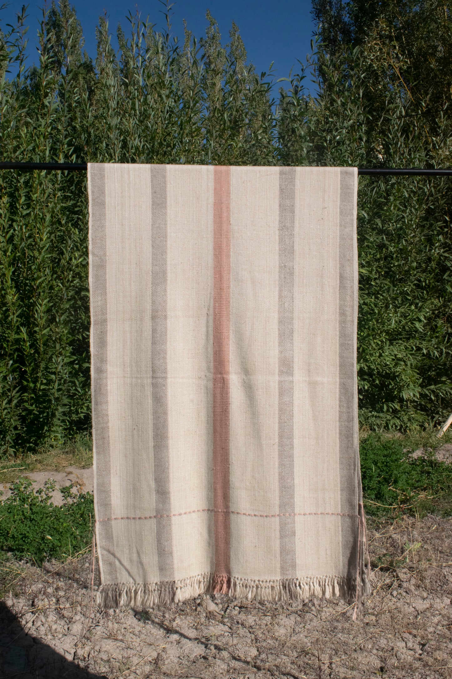 Vintage Beige and Gray Cashmere Stole